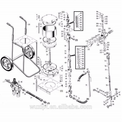 Pneumatic airless paint sprayer spare parts in picture for repairing 9c-3